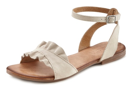 Lascana, LASCANA Sandale, aus hochwertigem Leder mit kleinen Rüschen, LASCANA Sandale, Sandalette, Sommerschuh aus hochwertigem Leder mit kleinen Rüschen