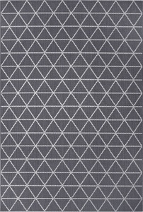 White Label, White Label - Teppich In-& Outdoor - 80 x 150 cm; - Grau, Silber, my home Teppich »Layne«, rechteckig, 3 mm Höhe, Geometrisches Design, Strapazierfähig und pflegeleicht
