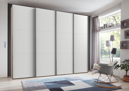 fresh to go, Fresh To Go Schwebetürenschrank »Level«, mit Synchronöffnung, MID.YOU Schwebetürenschrank in weiss, eichefarben , Level 36 A , Holzwerkstoff , 8 Fächer , 350x236x65 cm , Dekorfolie,Dekorfolie,Nachbildung , umfangreiches Zubehör erhältlich, In verschiedenen Grössen erhältlich, in verschiedenen Holzdekoren 