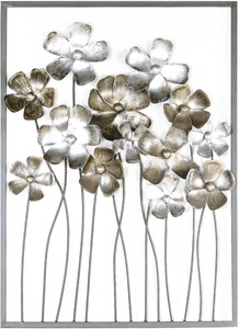 Gilde, GILDE Wanddekoobjekt »Wandrelief Fleurs, braun/champagnerfarben«, Wanddeko, aus Metall, Blumen, Wohnzimmer, GILDE Wanddekoobjekt »Wandrelief Fleurs, braun/champagnerfarben«, (1 St.), Wanddeko, aus Metall, Blumen, dekorativ im Esszimmer & Wohnzimmer