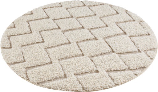 MINT RUGS, Teppich, »Dades«, MINT RUGS, rund, Höhe 22 mm, maschinell gewebt, HANSE Home Teppich »Dades«, rund, 22 mm Höhe, Vintage, Zick-Zack DesignHoch-Tief Struktur,Robust, Pflegeleicht
