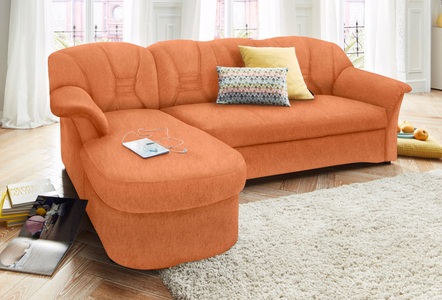 DOMO collection, DOMO collection Ecksofa, DOMO collection Ecksofa »Elva, zeitlose Formensprache, elegante Rückensteppung, L-Form«, wahlweise mit Bettfunktion und Federkern