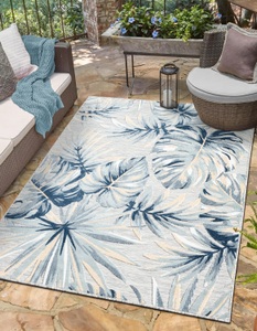 Myflair Möbel & Accessoires Teppich »Sol, LAGERRÄUMUNG!«, rechteckig, 8 mm Höhe, Blätter Motiv, Hoch-Tief Effekt, Outdoor geeignet, Balkon, Terrasse