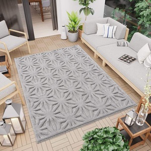 Carpet City, Carpet City Teppich »SANTORINI 58369«, rechteckig, 5 mm Höhe, 3D-Design: Flor erzeugt ein Hoch-Tief-Effekt, In- und Outdoor geeignet, Carpet City Teppich »In-& Outdoorteppich Santorini 58369, 3D-Effekt, Raute-Optik«, rechteckig, 5 mm Höhe, Wetterfest & UV-beständig für Terrasse, Balkon, Küche, Flur