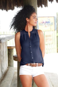 S.OLIVER BEACHWEAR, s.Oliver Beachwear Strandtop, s.Oliver Strandtop mit Spitzeneinsatz