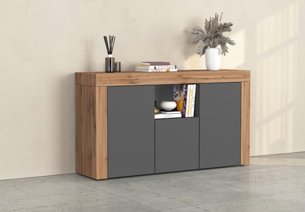 INOSIGN Sideboard »CHRONOS Breite 155 cm mit 3 Türen, 1 offenes und 6 geschlossene Fächer«, (1 St.), Sideboard,Kommode, Schrank, Grifflos mit Push to Open, Made in Italy