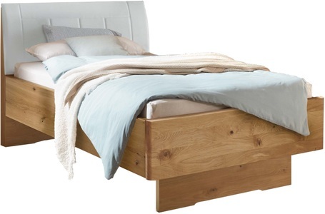 Wiemann, WIEMANN Holzbett »Cardiff, Bettgestell, Bettrahmen, teilmassiv, mit Polsterkopfteil« Belastbarkeit 110/220 Kg, 4-fache höhenverstellbar, MADE IN GERMANY, Fussteil aus Massivholz, verschiedene Grössen