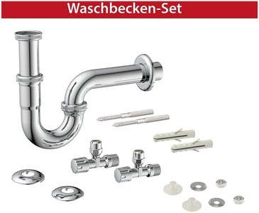 KIRCHHOFF, Kirchhoff Siphon, (Set), für Waschbecken, Kirchhoff Siphon, (Set), Ablaufgarnitur für Waschtisch inkl. Eckventil 1/2