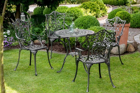 Merxx, MERXX Gartenmöbelset »Lugano«, 5tlg., 4 Sessel, Tisch Ø 70 cm, Aluminium, MERXX Garten-Essgruppe »Lugano«