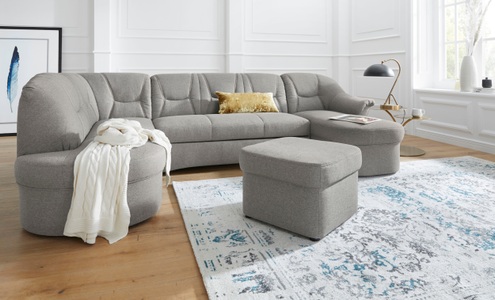 DOMO collection, DOMO collection Wohnlandschaft »Sarafina«, wahlweise mit Bettfunktion, optional mit Federkern, DOMO collection Wohnlandschaft »Sarafina, zeitlos und komfortabel, optional mit Federkern, U-Form« wahlweise mit Bettfunktion