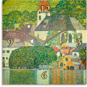 Artland, Artland Wanduhr »Kirche in Unterach am Attersee. (D.198)«, Artland Wanduhr »Kirche in Unterach am Attersee. (D.198)«, wahlweise mit Quarz- oder Funkuhrwerk, lautlos ohne Tickgeräusche