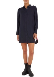 Tommy Hilfiger, Tommy Hilfiger Hemdblusenkleid »PIECED GLB STP SHORT SHIRT DRESS«, mit abgerundetem Saum in den typischen Tommy Hilfiger Farben, 