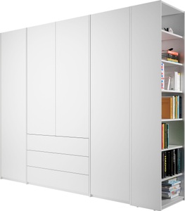 Müller SMALL LIVING, Müller SMALL LIVING Drehtürenschrank »Modular Plus Variante 5«, 3 geräumige Schubladen, Anbauregal rechts oder links montierbar, Müller SMALL LIVING Drehtürenschrank »Modular Plus Variante 5«, 3 geräumige Schubladen, Anbauregal rechts oder links montierbar