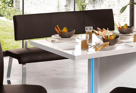 loftscape, home24 Sitzbank Marco, Livetastic Sitzbank in metall, kunststoff braun, edelstahlfarben , Arco , 175x86x59 cm , gebürstet , 000196083410