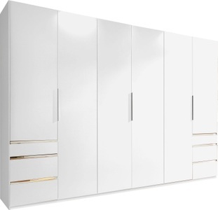 fresh to go, home24 Drehtuerenschrank Level 36A, MID.YOU Drehtürenschrank in weiss , Level 36A 300Cm Weiss , Metall , 3 Fächer , 6 Schubladen , 300x216x58 cm , Dekorfolie,Nachbildung , umfangreiches Zubehör erhältlich, In verschiedenen Grössen erhältlich, in verschiedenen Holzdekoren erhältl