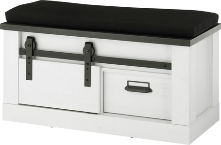 HOME AFFAIRE, Home affaire Sitzbank »SHERWOOD«, modernes Holz Dekor, mit Scheunentorbeschlag aus Metall, Breite 93 cm, Home affaire Sitzbank »SHERWOOD«, modernes Holz Dekor, mit Scheunentorbeschlag aus Metall, Breite 93 cm