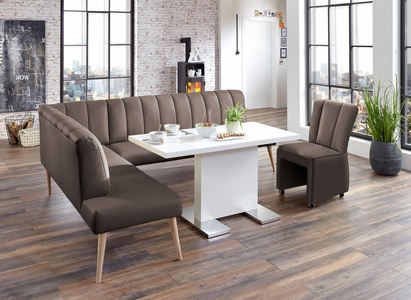 exxpo - sofa fashion, exxpo - sofa fashion Eckbank »Costa«, Frei im Raum stellbar, exxpo - sofa fashion Eckbank »Costa, moderne Rückensteppung, bequem und elegant, hoher Holzfuss«, Frei im Raum stellbar