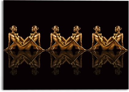 Reinders! Glasbild »Glasbild Frauen in Gold Symmetrie - Caleidoscoop«, Frau, (1 St.)