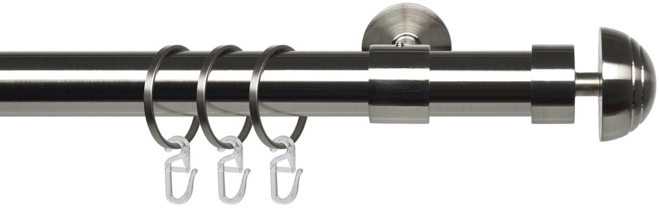 LIEDECO, Gardinenstange, »Halbkugel edelstahl-optik«, Liedeco, Fixmaß, Liedeco Gardinenstange »Halbkugel edelstahl-optik«, 1 läufig-läufig, Fixmass
