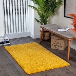 Surya, Surya Hochflor-Teppich »UNI CHIC 2310«, rechteckig, LIVABLISS - Hochfloriger Shaggy-Teppich Einfarbig Chic, 80X200CM, Gelb Bunt