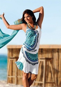 BEACHTIME, Beachtime Strandkleid, Beachtime Strandkleid, mit Alloverprint und verstellbaren Trägern, Sommerkleid, Jerseykleid