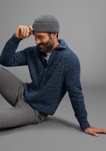 MAN´S WORLD, Mans World Strickjacke "Mit Stehkragen & Reissverschluss" melierte Optik,weicher Griff, Perfekt für die kältere Jahreszeit