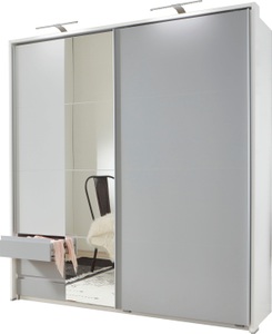 Wimex, Wimex Schwebetürenschrank, MID.YOU Schwebetürenschrank in weiss, hellgrau , Aurich B: 179 CM Weiss/Grau , Metall , 5 Fächer , 3 Schubladen , 179x198x64 cm , Dekorfolie,Dekorfolie,Nachbildung,Nachbildung , in verschiedenen Holzdekoren erhältlich , 001787053101