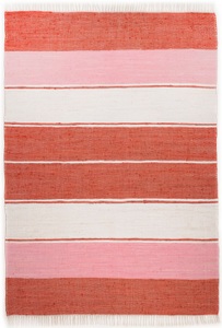 Theko®die Markenteppiche, Theko®die Markenteppiche – Handwebteppich Walter Rot 003, THEKO Läufer »Stripe Cotton«, rechteckig, 5 mm Höhe, Handweb Flachgewebe, reine Baumwolle, handgewebt, mit Fransen