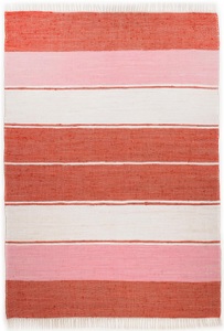 Theko®die Markenteppiche, Theko®die Markenteppiche – Handwebteppich Walter Rot 003, THEKO Läufer »Stripe Cotton«, rechteckig, 5 mm Höhe, Handweb Flachgewebe, reine Baumwolle, handgewebt, mit Fransen
