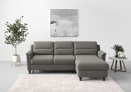 sit&more Ecksofa »Farö«, inklusive Federkern, mit naturfarbenen Füssen, wahlweise mit Bettfunktion und Bettkasten