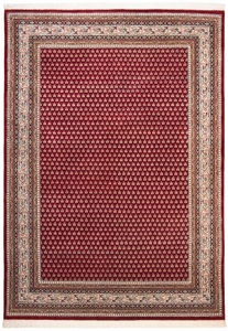 Theko®die Markenteppiche, Orientteppich Abbas Theko®die Markenteppiche Rot, THEKO Orientteppich »Abbas Meraj Mir«, rechteckig, 12 mm Höhe, reine Wolle, handgeknüpft, mit Fransen