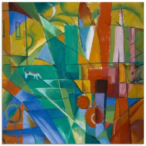 Artland, Artland Glasbild »Landschaft mit Haus Hund und Rind. 1914.«, Artland Glasbild »Landschaft mit Haus Hund und Rind. 1914.«, Muster, (1 St.), in verschiedenen Grössen