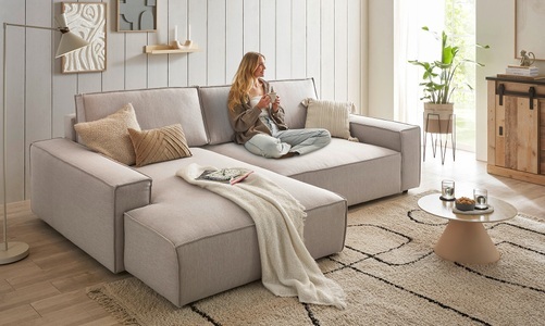 HOME AFFAIRE, Home affaire Ecksofa »NEU: SHERWOOD XXL 284, Big-Sofa L-Form, tiefe Sitzfläche 95 cm, Cord«, Recamiere rechts/links, als Schlafsofa stellbar, Cord u. Leinenoptik, Home affaire Ecksofa »NEU: SHERWOOD XXL 284, Big-Sofa L-Form, tiefe Sitzfläche 95 cm, Cord« Recamiere rechts/links, als Schlafsofa stellbar, Cord u. Leinenoptik