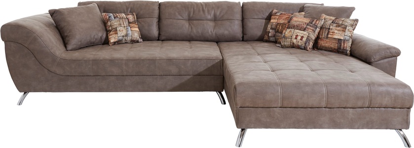 Places of Style Ecksofa, mit eingearbeiteter Kaltschaummatte und attraktiver Steppung, inklusive Kissen, Recamiere links oder rechts montierbar, frei im Raum stellbar