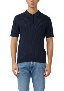 s.Oliver Poloshirt mit Strick-Muster und kurzes Reissverschluss