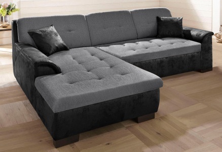 HOME AFFAIRE, Home affaire Ecksofa »Bergen«, wahlweise mit Bettfunktion, Home affaire Ecksofa »Bergen zeitlos & elegant, Breite 267cm, L-Form« wahlweise mit Bettfunktion L-Form