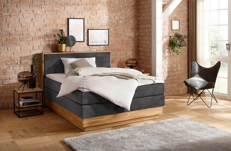 Home affaire Boxspringbett »Cavan«, aus massiver Eiche, inkl. Bettkasten & Topper, verschiedene Härtegrade (auch H4)