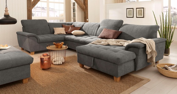 HOME AFFAIRE, Home affaire Wohnlandschaft »Lyla«, wahlweise mit Rückenfunktion und zusätzlich mit Bett + Bettkasten, Home affaire Wohnlandschaft »Lyla U-Form«, wahlweise mit Rückenfunktion und zusätzlich mit Bett + Bettkasten