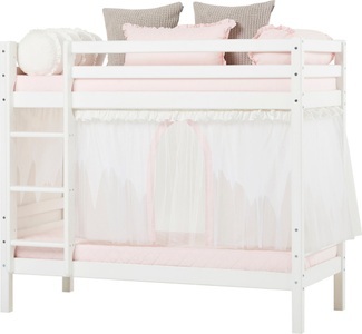 Hoppekids, Hoppekids Etagenbett, Liegefläche 70x160 cm, Kiefer weiss lackiert,mit Textilset und wahlweise mit Matratze, 
