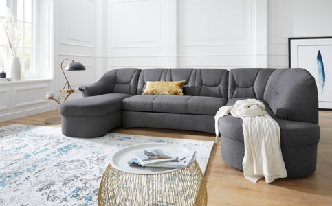 DOMO collection, DOMO collection Wohnlandschaft »Sarafina«, wahlweise mit Bettfunktion, optional mit Federkern, DOMO collection Wohnlandschaft »Sarafina, zeitlos und komfortabel, optional mit Federkern, U-Form« wahlweise mit Bettfunktion