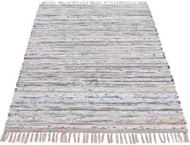 carpetfine, carpetfine Teppich »Kelim Chindi«, rechteckig, 6 mm Höhe, Flachgewebe Wendeteppich mit Fransen, Wohnzimmer, carpetfine Teppich »Kelim Chindi, Wendeteppich«, rechteckig, 6 mm Höhe, handgewebt, Fleckerlteppich mit Fransen, auch vielen in Läufergrössen