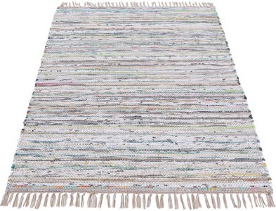 carpetfine, carpetfine Teppich »Kelim Chindi«, rechteckig, 6 mm Höhe, Flachgewebe Wendeteppich mit Fransen, Wohnzimmer, carpetfine Teppich »Kelim Chindi, Wendeteppich«, rechteckig, 6 mm Höhe, handgewebt, Fleckerlteppich mit Fransen, auch vielen in Läufergrössen