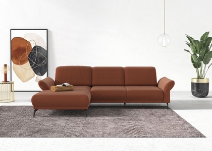 INOSIGN Ecksofa »Coco«, wahlweise mit Sitztiefen, Armteil- und Kopfteilverstellungim Cord, mit Füssen 15 cm hoch