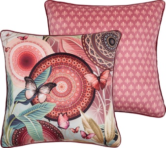 undefined, Hip Nicki-Velours Kissen Jimena, gefüllt, hip Dekokissen »Jimena«, Mit Füllung, 1 Stück, Biese, 30x60, Wendeoptik, Weich, Mandala
