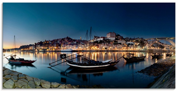 Artland Glasbild »Porto - Nachtpanorama«