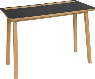 home24, home24 Schreibtisch Wallaroo, Woodman Schreibtisch »Mati«, mit zwei Ledertaschen an der Seite des Tisches für Stauraum