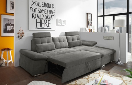 MID.YOU, MID.YOU Wohnlandschaft in textil, holzwerkstoff grau , Nalo Longchair 2f.rec , Uni , 170 cm , Nachbildung , seitenverkehrt erhältlich, Rücken echt , 002220026405, MID.YOU Ecksofa in mikrovelours grau , Nalo , Textil, Holzwerkstoff , Uni , 268x170 cm , Mikrovelours,Nachbildung , seitenverkehrt erhältlich, Rücken echt , 002220026405