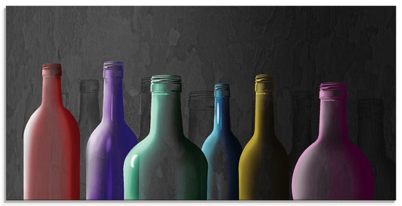 Artland Glasbild »Bunte Glasflaschen«