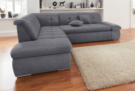 DOMO collection, DOMO collection Ecksofa, DOMO collection Ecksofa »NMoric incl. Zierkissen B/T/H: 273/216/80 cm L-Form«, Ottomanen-Abschluss, wahlweise mit Bettfunktion und Armlehnverstellung