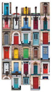 Artland, Artland Garderobenpaneel »Fotocollage von 32 bunten Haustüren«, Artland Garderobenleiste »Fotocollage von 32 bunten Haustüren«, teilmontiert